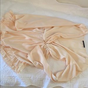 Cream long sleeve ruffle short romper